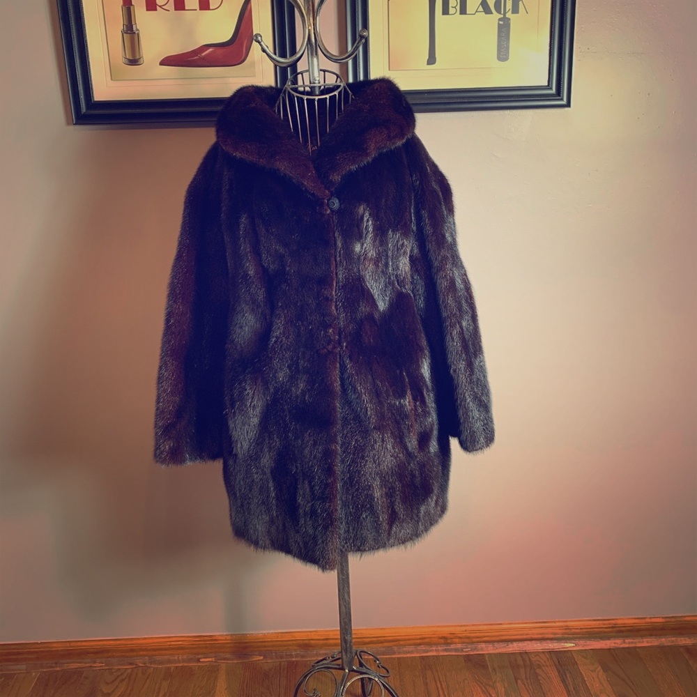 Genuine Mahogany Mink Fur Coat